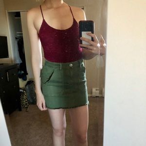 Deep red lace billabong bodysuit